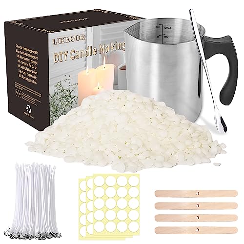 LIKEGOR Kerze machen Kit einschließlich 32oz/900ml Kerze machen Gießer, 1kg natürliche Soja-Wachs, 5pcs hölzerne Kerze Dochthalter, 100pcs Kerze Dochte, 200pcs Kerze Aufkleber und 1pc Löffel LIKEGOR Kerze machen Kit einschließlich 32oz/900ml Kerze machen Gießer, 1kg natürliche Soja-Wachs, 5pcs hölzerne Kerze Dochthalter, 100pcs Kerze Dochte, 200pcs Kerze Aufkleber und 1pc Löffel von LIKEGOR