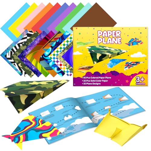 Origami-Papier-Set – Geschenke für 6–12 Jahre alte Mädchen Jungen, Origami-Set mit 70 A4-Papier, 50 Mustern und Anleitungsbuch, Kunst und Handwerk, Origami-Set für Kinder von LIKYMO