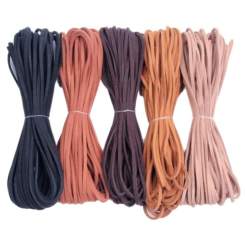 5 Stück Lederband für Ketten, 10M x 3mm Lederschnur Lederband, Strapazierfähiges Wildleder Lederschnüre, Faux Wildleder Schnur, 5-Farben Klassik Basteln Lederschnüre für DIY Armband Halskette Handwerk 5 Stück Lederband für Ketten, 10M x 3mm Lederschnur Lederband, Strapazierfähiges Wildleder Lederschnüre, Faux Wildleder Schnur, 5-Farben Klassik Basteln Lederschnüre für DIY Armband Halskette Handwerk von LILELIG