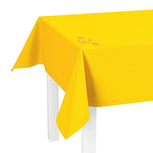 LILENO HOME Tischdecke abwaschbar [110x140cm] in Gelb - Gesäumte Polypropylen Gewebe Tischdecke wasserdicht mit Fleckschutz von LILENO HOME