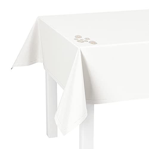 LILENO HOME Tischdecke abwaschbar [110x140cm] in Weiß - Gesäumte Polypropylen Gewebe Tischdecke wasserdicht mit Fleckschutz von LILENO HOME