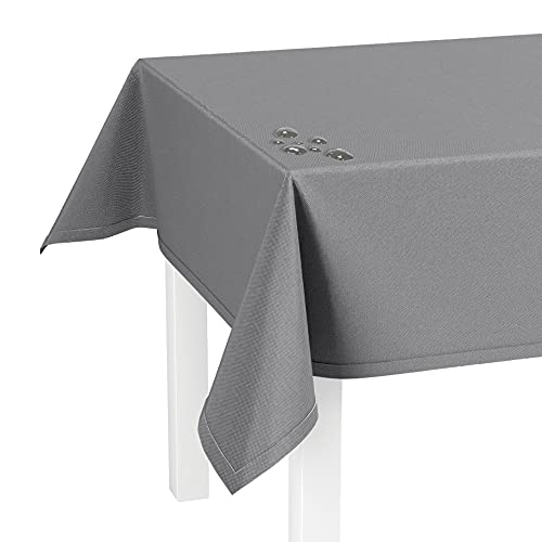 LILENO HOME Tischdecke abwaschbar [140x180cm] in Grau - Gesäumte Polypropylen Gewebe Tischdecke wasserdicht mit Fleckschutz von LILENO HOME