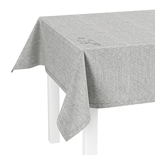 LILENO HOME Tischdecke abwaschbar [140x180cm] in Silber - Gesäumte Polypropylen Gewebe Tischdecke wasserdicht mit Fleckschutz von LILENO HOME