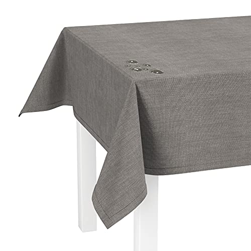 LILENO HOME Tischdecke abwaschbar [140x220cm] in Grau - Gesäumte Polypropylen Gewebe Tischdecke wasserdicht mit Fleckschutz von LILENO HOME