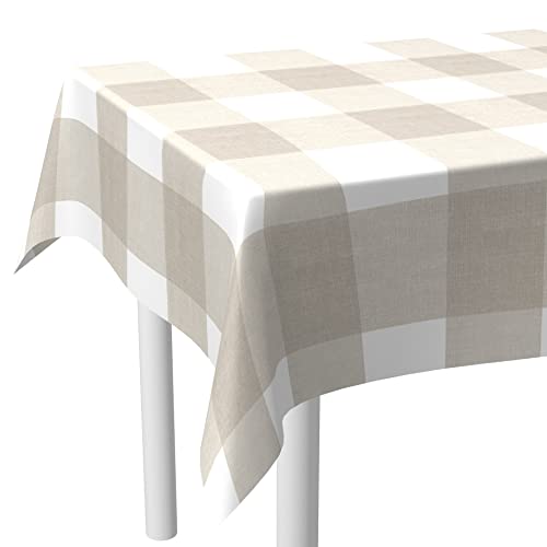 LILENO HOME Tischdecke abwaschbar als Meterware 100x140cm (Schnittkante) in Karo Beige - Wachstuchtischdecke wasserabweisend ideal als Tischtuch o. Tischläufer für Bierzeltgarnitur von LILENO HOME