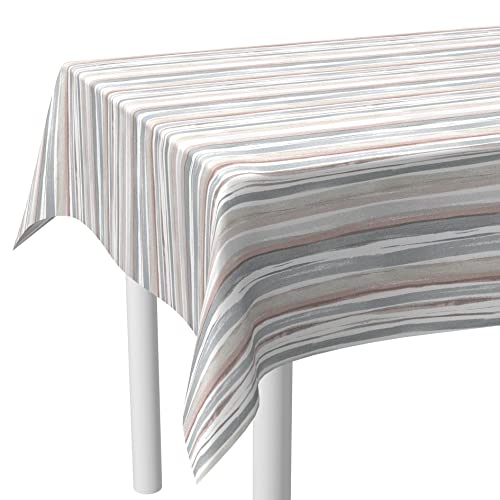 LILENO HOME Tischdecke abwaschbar als Meterware 100x140cm (Schnittkante) in Streifen Metallic - Wachstuchtischdecke wasserabweisend ideal als Tischtuch o. Tischläufer für Bierzeltgarnitur von LILENO HOME
