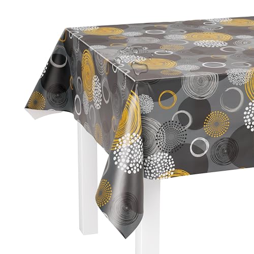 LILENO HOME Tischdecke abwaschbar als Meterware 100x140cm (Schnittkante) in Swirl Grey Motiv - Wachstuchtischdecke wasserabweisend ideal als Tischtuch o. Tischläufer für Bierzeltgarnitur von LILENO HOME