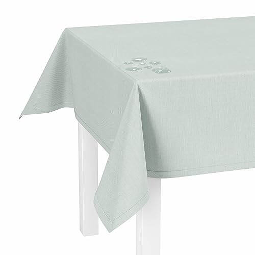 LILENO HOME Tischdecke abwaschbar als Meterware [140x280cm] in Hellgrau - Gesäumte Polypropylen Gewebe Tischdecke wasserdicht mit Fleckschutz von LILENO HOME