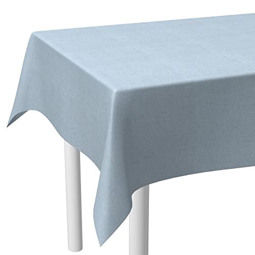 LILENO HOME Tischdecke abwaschbar als Meterware 180x140cm (Schnittkante) in Denim Blau - Wachstuchtischdecke wasserabweisend ideal als Tischtuch o. Tischläufer für Bierzeltgarnitur von LILENO HOME