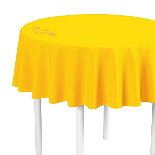 LILENO HOME Tischdecke rund abwaschbar [140 cm rund] in Gelb - Gesäumte Polypropylen Gewebe Tischdecke wasserdicht mit Fleckschutz von LILENO HOME