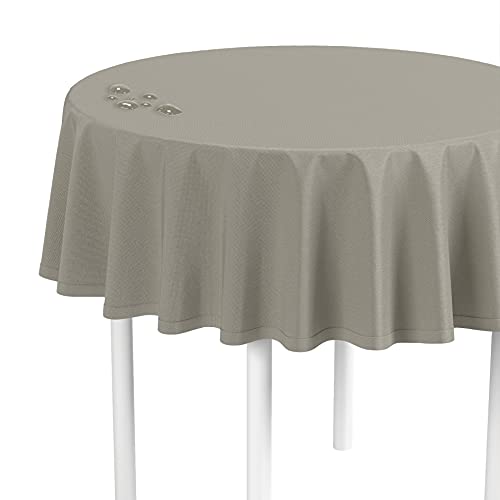 LILENO HOME Tischdecke rund abwaschbar [140 cm rund] in Sand - Gesäumte Polypropylen Gewebe Tischdecke wasserdicht mit Fleckschutz von LILENO HOME
