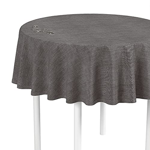 LILENO HOME Tischdecke rund abwaschbar [140 cm rund] in Stone - Gesäumte Polypropylen Gewebe Tischdecke wasserdicht mit Fleckschutz von LILENO HOME