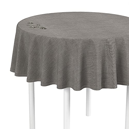 LILENO HOME Tischdecke rund abwaschbar [160 cm rund] in Grau - Gesäumte Polypropylen Gewebe Tischdecke wasserdicht mit Fleckschutz von LILENO HOME