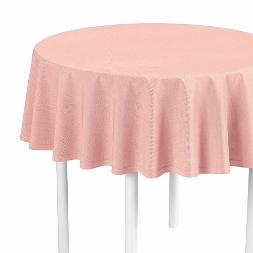 LILENO HOME Tischdecke rund abwaschbar als Meterware [160 cm rund] in Peach - Gesäumte Polypropylen Gewebe Tischdecke wasserdicht mit Fleckschutz von LILENO HOME