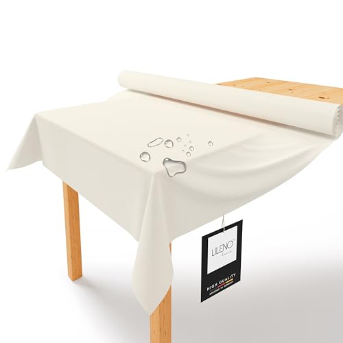 LILENO HOME Tischdeckenrolle 1,10 x 25 m - Tischdecke Creme aus Vlies - Stoffähnlich, abwaschbare Tischdecke als Rolle, Meterware Tischtuchrolle - Einweg Papiertischdecke Rolle Alternative von LILENO HOME