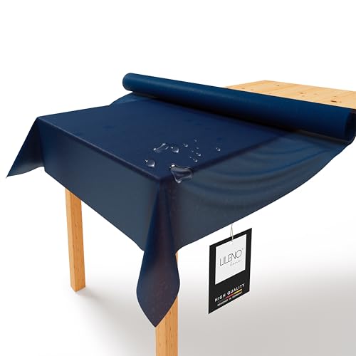 LILENO HOME Tischdeckenrolle 1,10 x 25 m - Tischdecke Dunkelblau aus Vlies - Stoffähnlich, abwaschbare Tischdecke als Rolle, Meterware Tischtuchrolle - Einweg Papiertischdecke Rolle Alternative von LILENO HOME