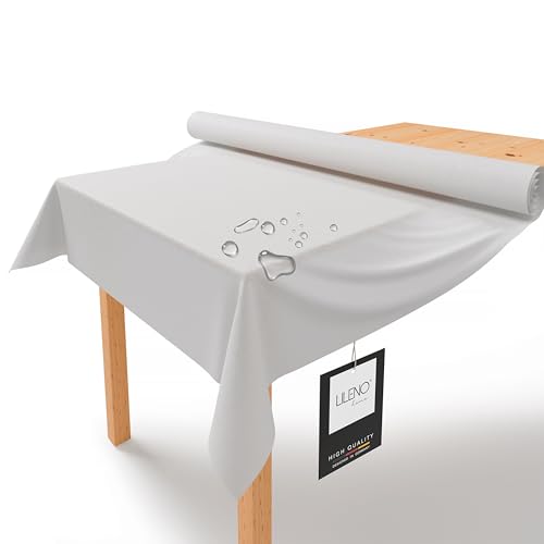 LILENO HOME Tischdeckenrolle 1,10 x 25 m - Tischdecke Hellgrau aus Vlies - Stoffähnlich, abwaschbare Tischdecke als Rolle, Meterware Tischtuchrolle - Einweg Papiertischdecke Rolle Alternative von LILENO HOME