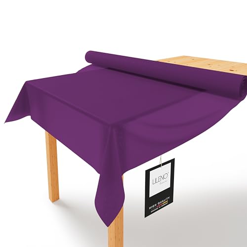 LILENO HOME Tischdeckenrolle 1,10 x 25 m - Tischdecke Lila aus Vlies - Stoffähnlich, abwaschbare Tischdecke als Rolle, Meterware Tischtuchrolle - Einweg Papiertischdecke Rolle Alternative von LILENO HOME