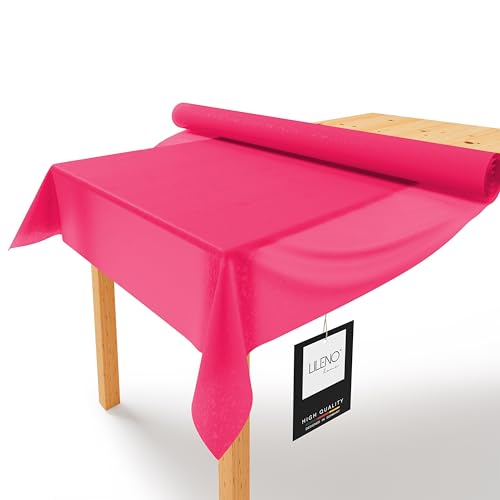 LILENO HOME Tischdeckenrolle 1,10 x 25 m - Tischdecke Pink aus Vlies - Stoffähnlich, abwaschbare Tischdecke als Rolle, Meterware Tischtuchrolle - Einweg Papiertischdecke Rolle Alternative von LILENO HOME