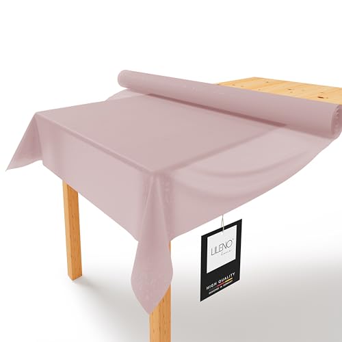 LILENO HOME Tischdeckenrolle 1,10 x 25 m - Tischdecke Rosé aus Vlies - Stoffähnlich, abwaschbare Tischdecke als Rolle, Meterware Tischtuchrolle - Einweg Papiertischdecke Rolle Alternative von LILENO HOME
