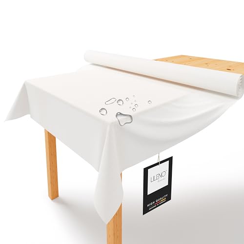 LILENO HOME Tischdeckenrolle 1,10 x 25 m - Tischdecke Weiß aus Vlies - Stoffähnlich, abwaschbare Tischdecke als Rolle, Meterware Tischtuchrolle - Einweg Papiertischdecke Rolle Alternative von LILENO HOME