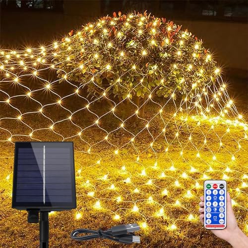 LILIIN 6x4m Solar Lichternetz Außen LED Lichterkette Warmweiß mit Timer 8 Modi Fernbedienung Wasserdicht Außen Innen Mesh Lichtervorhang für Gartendeko Balkon Hochzeit Weihnachten, 480LED LILIIN 6x4m Solar Lichternetz Außen LED Lichterkette Warmweiß mit Timer 8 Modi Fernbedienung Wasserdicht Außen Innen Mesh Lichtervorhang für Gartendeko Balkon Hochzeit Weihnachten, 480LED von LILIIN