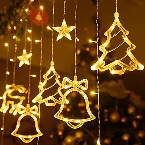 LILIIN Lichterkette LED Deko Lichterketten 3m Elch Weihnachtsbaum GlockenDeko mit 138 LEDs, Warmweiß 8 Modi mit Stecker, für Weihnachten Gärten Terrassen Party, Stern Form, IP44 Wasserdicht von LILIIN