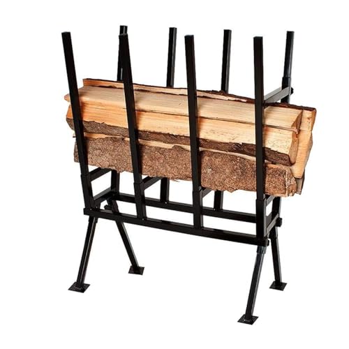 LILIIN Metall Sägebock 400kg Belastbar, Höhenverstellbar mit Feststellbügel Für Kettensäge & Brennholz Stahl-Holzständer Wetterfest 77x53x102cm, Schwarz von LILIIN