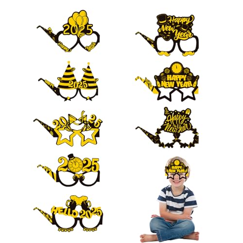 8 Stück Silvester Brille 2025,Silvester Deko 2025 Brillen New Year eve Party Neujahr Happy Foto Requisiten Accessoires Set Decorations Partybrille Sylvester Gold Zubehör Dekoration,für Silvesterdeko 8 Stück Silvester Brille 2025,Silvester Deko 2025 Brillen New Year eve Party Neujahr Happy Foto Requisiten Accessoires Set Decorations Partybrille Sylvester Gold Zubehör Dekoration,für Silvesterdeko von LILIKAI