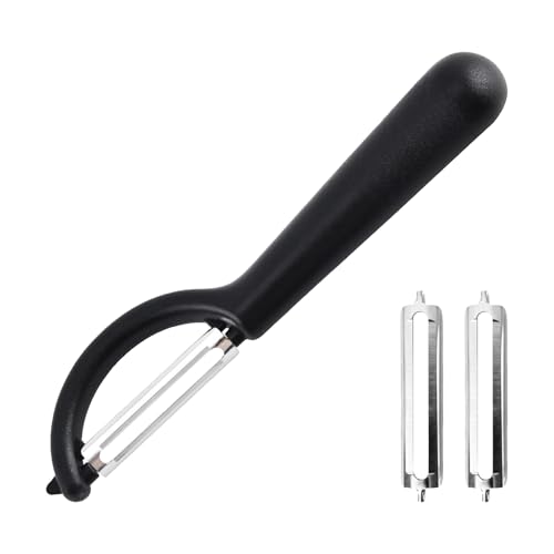 Sparschäler Tupper mit 2 Ersatzklingen für Tupperware Schäler,Kartoffelschäler Küche,Tupper Schäler Set,Vegetable Peeler Edelstahl,Kunststoffgriff P-Schäler,Leicht Reinigung,für Obst Gemüse (schwarz) Sparschäler Tupper mit 2 Ersatzklingen für Tupperware Schäler,Kartoffelschäler Küche,Tupper Schäler Set,Vegetable Peeler Edelstahl,Kunststoffgriff P-Schäler,Leicht Reinigung,für Obst Gemüse (schwarz) von LILIKAI