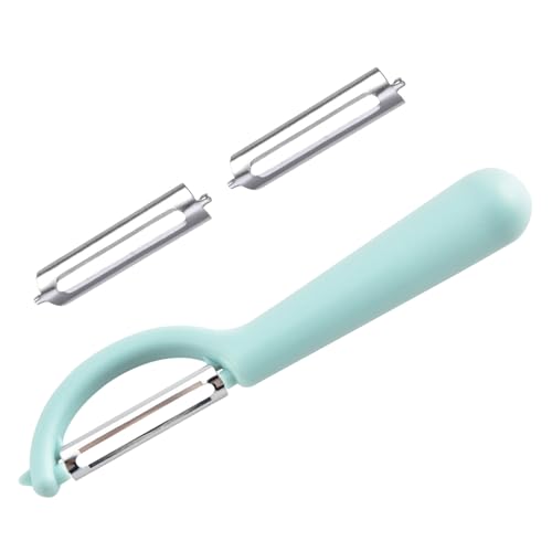 Sparschäler Tupper mit 2 Ersatzklingen für Tupperware Schäler,Kartoffelschäler Küche,Tupper Schäler Set,Vegetable Peeler Edelstahl,Kunststoffgriff P-Schäler,Leicht Reinigung,für Obst Gemüse (hellblau) Sparschäler Tupper mit 2 Ersatzklingen für Tupperware Schäler,Kartoffelschäler Küche,Tupper Schäler Set,Vegetable Peeler Edelstahl,Kunststoffgriff P-Schäler,Leicht Reinigung,für Obst Gemüse (hellblau) von LILIKAI