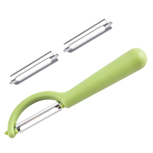 Sparschäler Tupper mit 2 Ersatzklingen für Tupperware Schäler,Kartoffelschäler Küche,Tupper Schäler Set,Vegetable Peeler Edelstahl,Kunststoffgriff P-Schäler,Leicht Reinigung,für Obst Gemüse (grasgrün) von LILIKAI
