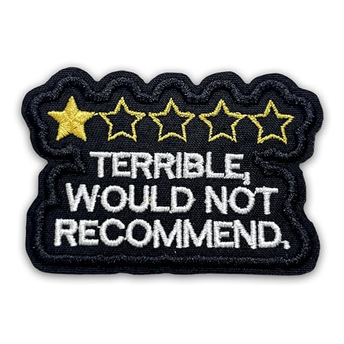 Aufnäher mit Aufschrift "Terrible Would Not Recommend", 7,6 cm, lustiger Ein-Stern, Sarkastisch, Meme, zum Aufbügeln oder Aufnähen, für Trucker, Hüte, Kleidung, Rucksack, DIY-Zubehör, Freunde Aufnäher mit Aufschrift "Terrible Would Not Recommend", 7,6 cm, lustiger Ein-Stern, Sarkastisch, Meme, zum Aufbügeln oder Aufnähen, für Trucker, Hüte, Kleidung, Rucksack, DIY-Zubehör, Freunde von LILIROZE