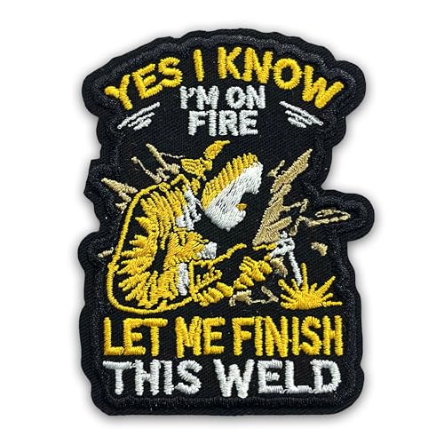 Aufnäher mit Aufschrift "Yes I Know I'm Fire Let Me Finish This Weld", 7,6 cm, lustiger Schweißer, Arbeitshut, zum Aufbügeln oder Aufnähen, Stickerei, Stoffapplikation für Trucker, Hut, Kleidung Aufnäher mit Aufschrift "Yes I Know I'm Fire Let Me Finish This Weld", 7,6 cm, lustiger Schweißer, Arbeitshut, zum Aufbügeln oder Aufnähen, Stickerei, Stoffapplikation für Trucker, Hut, Kleidung von LILIROZE