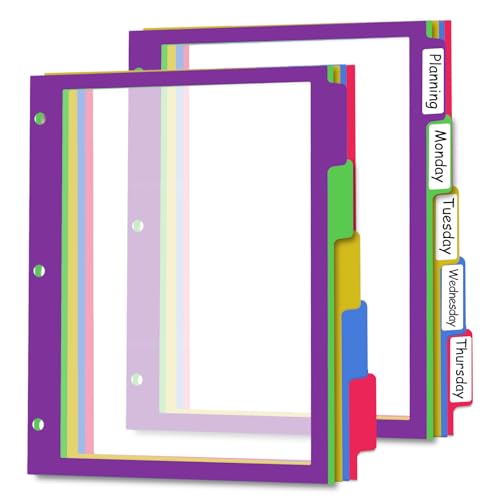 5 Registerkarten mit Reitern, Briefgröße 21,6 x 27,9 cm, 2 Sets Kunststoff-Seitenteiler für 3 Ringbücher, transparent (10) von LIMANLIRY