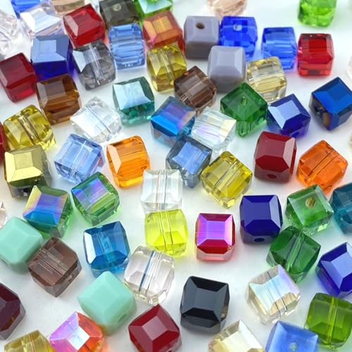 Kristallglasperlen, Würfelform, lose, quadratische Abstandshalter, AB-Farbe mit Loch, Bastelperlen für Schmuckherstellung, Halsketten, Armbänder, Ohrringe, Windspiele, Sonnenfänger, Ornamente Kristallglasperlen, Würfelform, lose, quadratische Abstandshalter, AB-Farbe mit Loch, Bastelperlen für Schmuckherstellung, Halsketten, Armbänder, Ohrringe, Windspiele, Sonnenfänger, Ornamente von LIMAOLLY