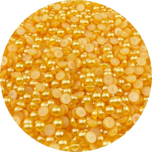 LIMAOLLY 1500 Stück 6 mm flache Rückseite, halbe Perlen, runde Bastelperlen für Schmuckherstellung, DIY, Scrapbooking, Schuhe, Kleidung, Tassen, Nagelkunst, Dekoration (Auratus) von LIMAOLLY