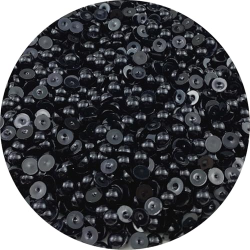 LIMAOLLY 1500 Stück 6 mm flache Rückseite, halbe Perlen, runde Bastelperlen für Schmuckherstellung, DIY, Scrapbooking, Schuhe, Kleidung, Tassen, Nagelkunst, Dekoration (schwarz) von LIMAOLLY