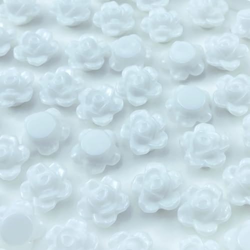 LIMAOLLY 200 Stück Acryl-Rosen-Perlen, Bonbonfarben, flache Rückseite, Abstandshalter, lose pastellfarbene, bunte Dekoration für Bastelarbeiten, Schmuckherstellung, Armband, Halskette, Ohrringe (weiß) LIMAOLLY 200 Stück Acryl-Rosen-Perlen, Bonbonfarben, flache Rückseite, Abstandshalter, lose pastellfarbene, bunte Dekoration für Bastelarbeiten, Schmuckherstellung, Armband, Halskette, Ohrringe (weiß) von LIMAOLLY