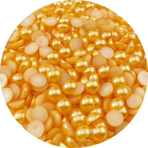 LIMAOLLY 400 Stück 10 mm flache Rückseite, halbe Perlen, runde Bastelperlen für Schmuckherstellung, DIY, Scrapbooking, Schuhe, Kleidung, Tassen, Nagelkunst, Dekoration (Auratus) von LIMAOLLY