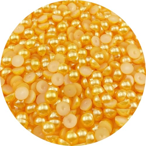 LIMAOLLY 700 Stück 8 mm flache Rückseite, halbe Perlen, runde Bastelperlen für Schmuckherstellung, DIY, Scrapbooking, Schuhe, Kleidung, Tassen, Nagelkunst, Dekoration (Auratus) von LIMAOLLY
