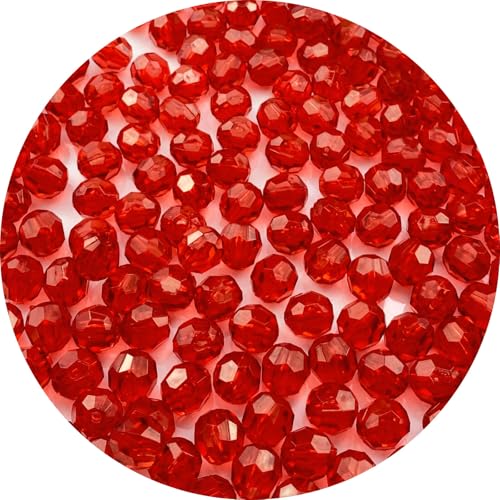 LIMAOLLY Runde facettierte Acrylperlen, 10 mm, bunt, Kristall, Kunststoff, Abstandshalter, lose Perlen für Bastelarbeiten, Halsketten, Armbänder, Ohrringe, Windspiele, Rot, 200 Stück LIMAOLLY Runde facettierte Acrylperlen, 10 mm, bunt, Kristall, Kunststoff, Abstandshalter, lose Perlen für Bastelarbeiten, Halsketten, Armbänder, Ohrringe, Windspiele, Rot, 200 Stück von LIMAOLLY
