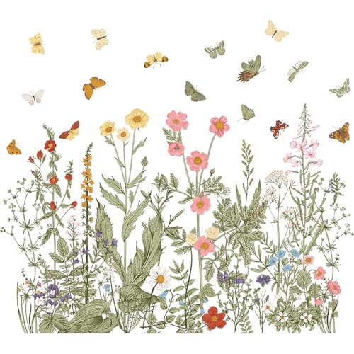 LIMEOW 1 Stück Wandtattoo Kinderzimmer Blumen Wandsticker Wohnzimmer Wandtattoo Bunt Blume Schmetterlinge Wandsticker Schlafzimmer Wohnzimmer Sofa Hintergrund Wanddeko LIMEOW 1 Stück Wandtattoo Kinderzimmer Blumen Wandsticker Wohnzimmer Wandtattoo Bunt Blume Schmetterlinge Wandsticker Schlafzimmer Wohnzimmer Sofa Hintergrund Wanddeko von LIMEOW