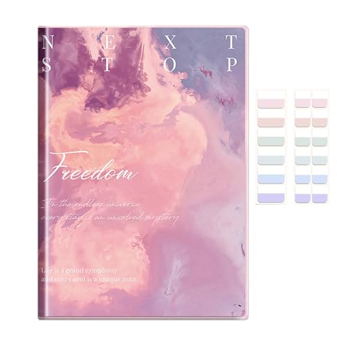 LIMEQKI Notizbuch A4 Mit Karteikarten, Journal Buch Liniert Dickes Tagebücher Mit 200 Seiten, Wasserdichtes Gummiabdeckungs -Notebook Für Arbeit, Universität, High School, Zeichnen (Rosa Marmor) von LIMEQKI