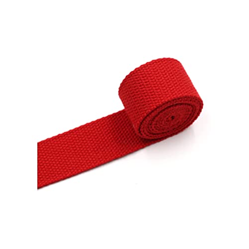 LIMIMIH 25mm 38mm Breit Baumwolle Gurtband , 5 Meter Canvas Baumwollband für Rucksäcke Nähen (25MM, Rot) von LIMIMIH