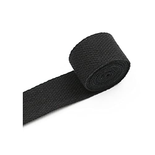 LIMIMIH 25mm 38mm Breit Baumwolle Gurtband , 5 Meter Canvas Baumwollband für Rucksäcke Nähen (25MM, Schwarz) von LIMIMIH