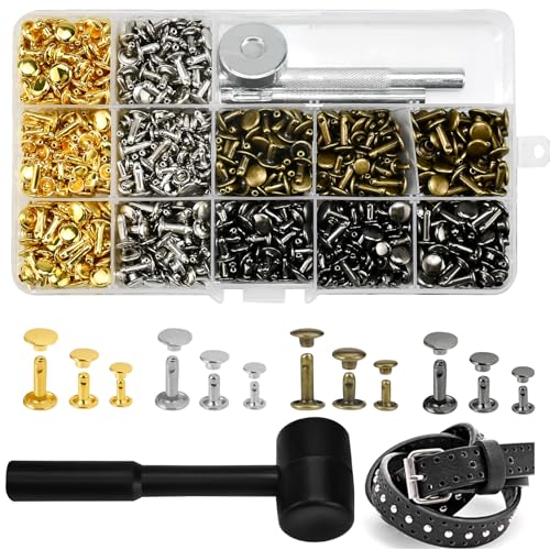 LIMITADA 960pcs Ledernieten Set - Nieten Zum Schrauben für Leder, Doppelkappe Nieten, Metallnieten, Kopfnieten - DIY Zubehör LIMITADA 960pcs Ledernieten Set - Nieten Zum Schrauben für Leder, Doppelkappe Nieten, Metallnieten, Kopfnieten - DIY Zubehör von LIMITADA