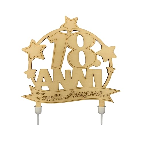 LINA OFFICINE GRAFICHE CREATIVE Tortendekoration aus Holz, viele Glückwünsche 18 Jahre, 18 x 15 cm, Gold mit Halterungen LINA OFFICINE GRAFICHE CREATIVE Tortendekoration aus Holz, viele Glückwünsche 18 Jahre, 18 x 15 cm, Gold mit Halterungen von LINA OFFICINE GRAFICHE CREATIVE
