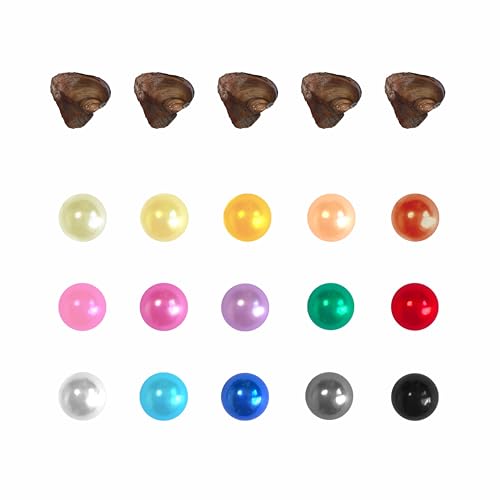 Austern mit Perle im Inneren, runde zierliche Kunstperlen, bedeutungsvolle Farben, Perlen zum Öffnen für Schmuckherstellung, Handwerk, Geschenke (rund, ABS, 8 mm), 10 Stück von LINDO