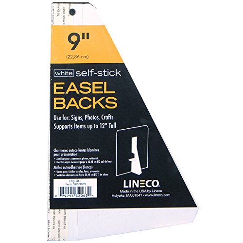 Lineco Self-Stick Chipboard Easel Backs 5/Pkg-White Single-Wing 9" von Lineco